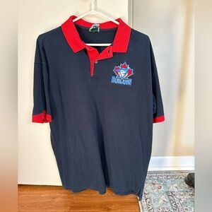 Vintage Blue Jays Navy and Red Polo Shirt